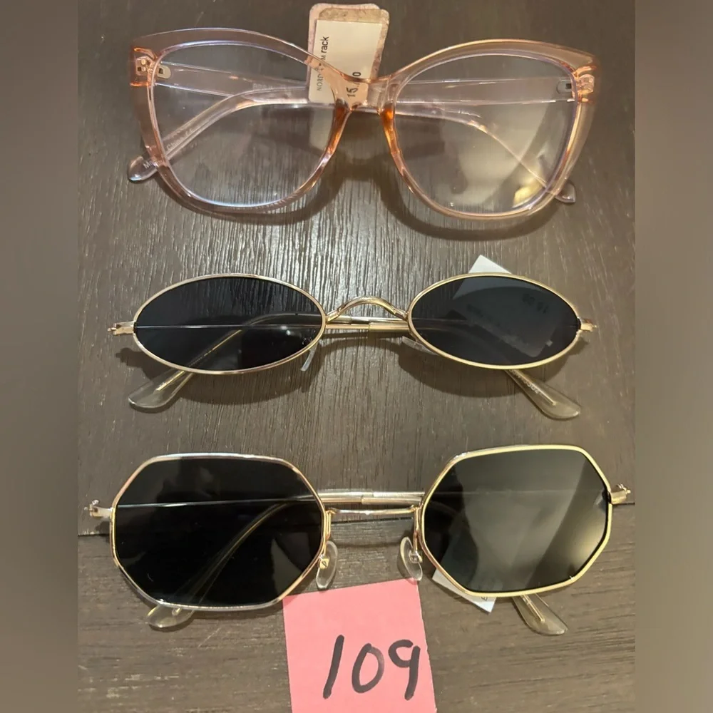 Lot of 3 prs of Stylish Fashion Eyewear/ sunglasses Set - Pink, Brown, Black New
